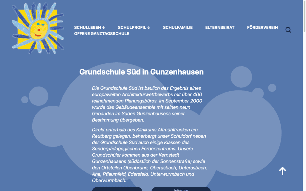 Website grundschule-sued-gunzenhausen.de — GuniWeb Agentur-Referenz Bildungseinrichtung