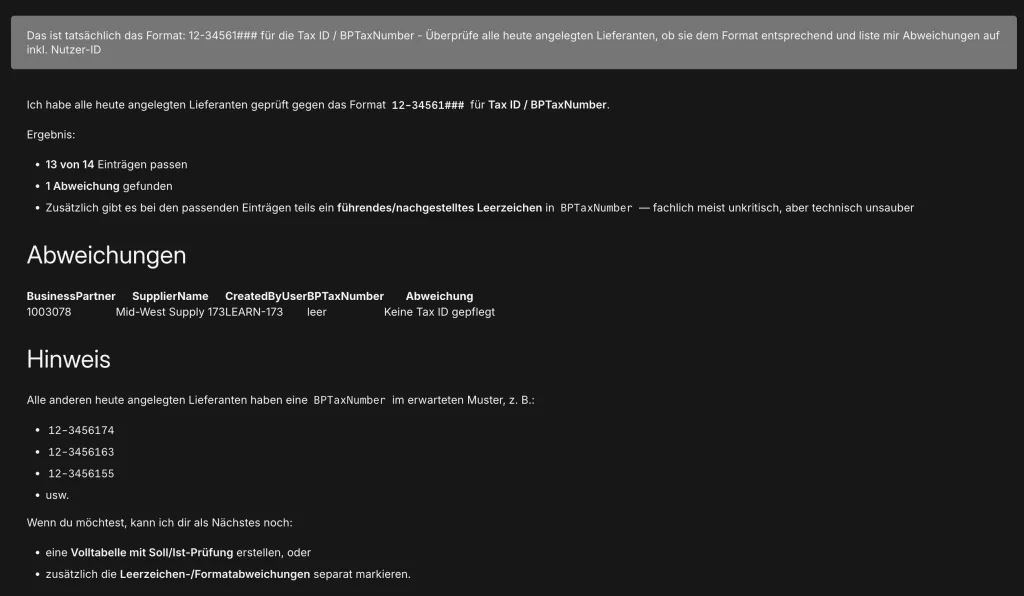 SAP-MCP Server Demonstration — SAP S/4HANA Daten per natuerlicher Sprache abfragen