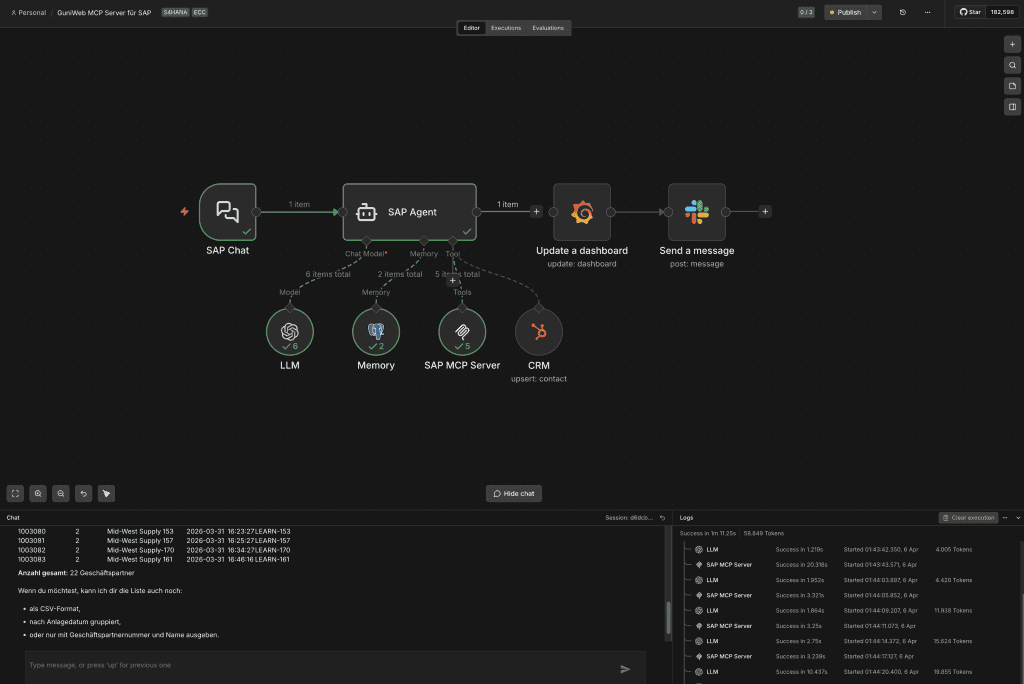 GuniWeb MCP Server — n8n SAP Agent Workflow