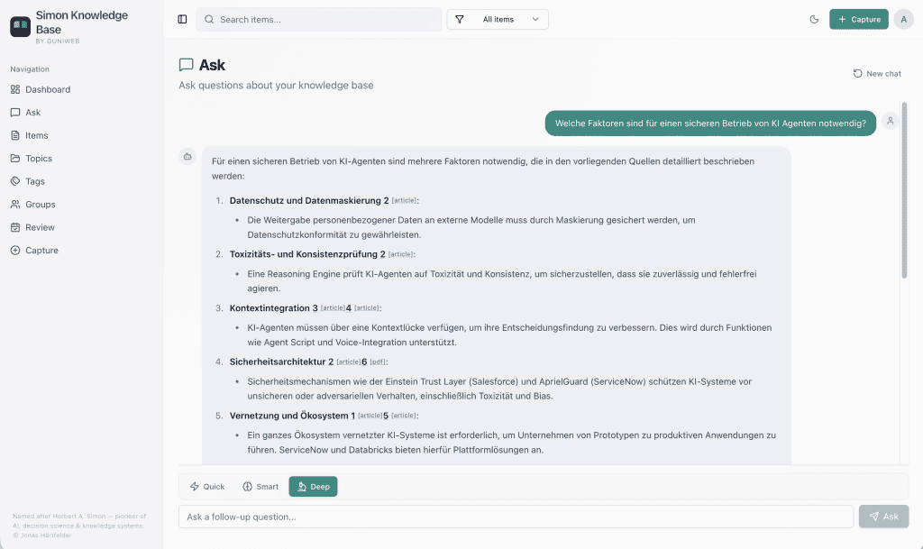 Simon Knowledge Base — Ask-Dialog